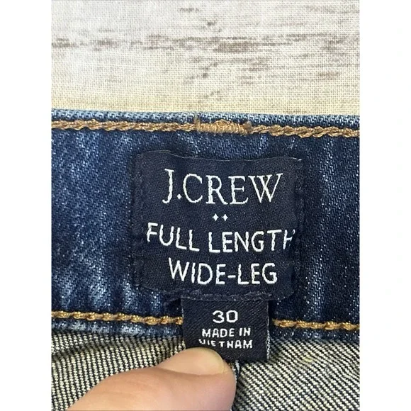 J Crew Jeans Women 30x29 Blue Denim Full Length Wide Leg Stretch Button Fly - Picture 4 of 11